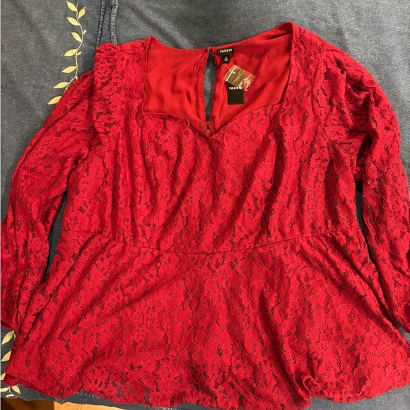 Torrid peplum long puff sleeve lace top blouse 5X 28 5 new NWT - Picture 4 of 8